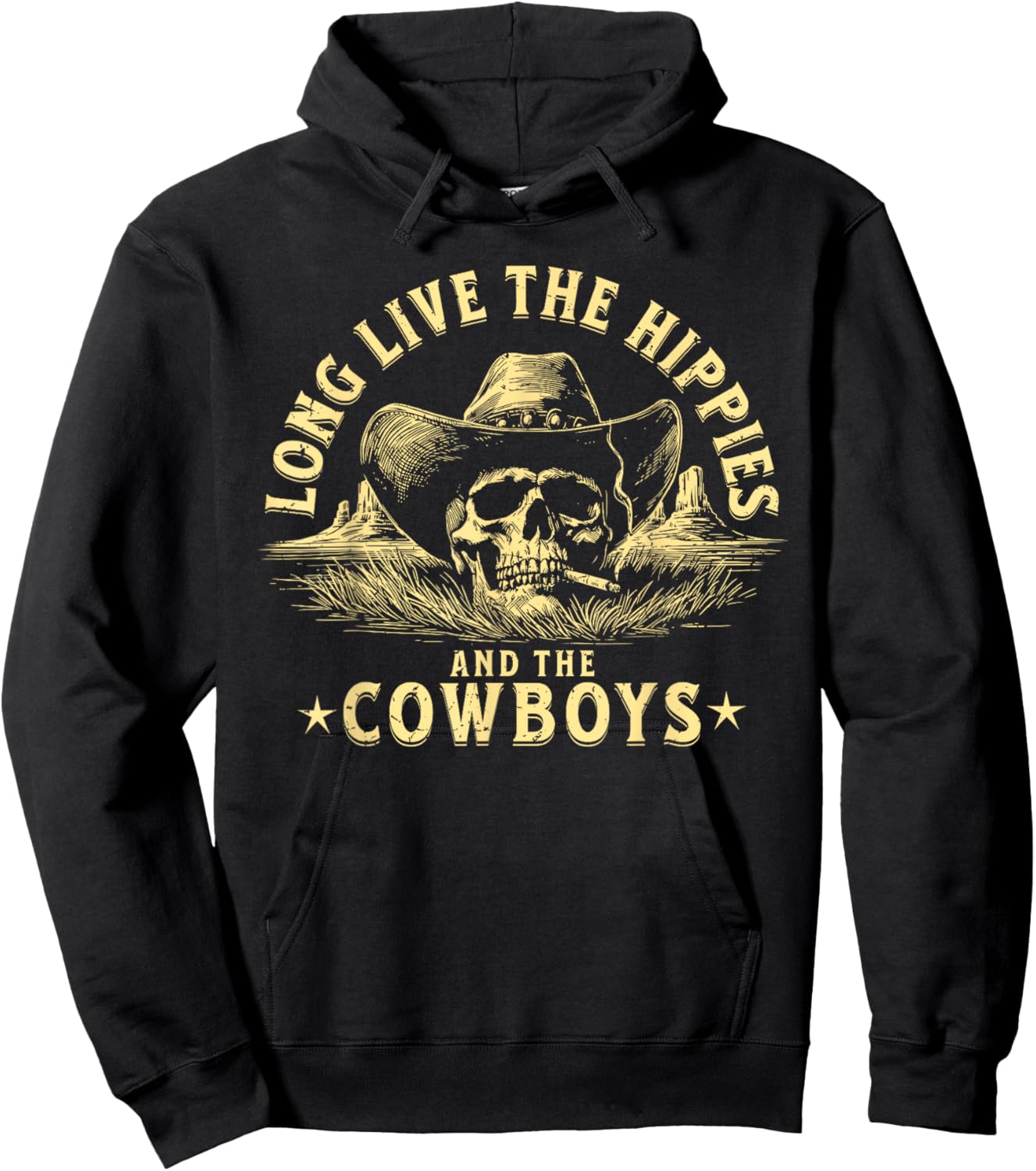 Long Live The Hippies And The Cowboys Country Hoodie - Hoodie | Black