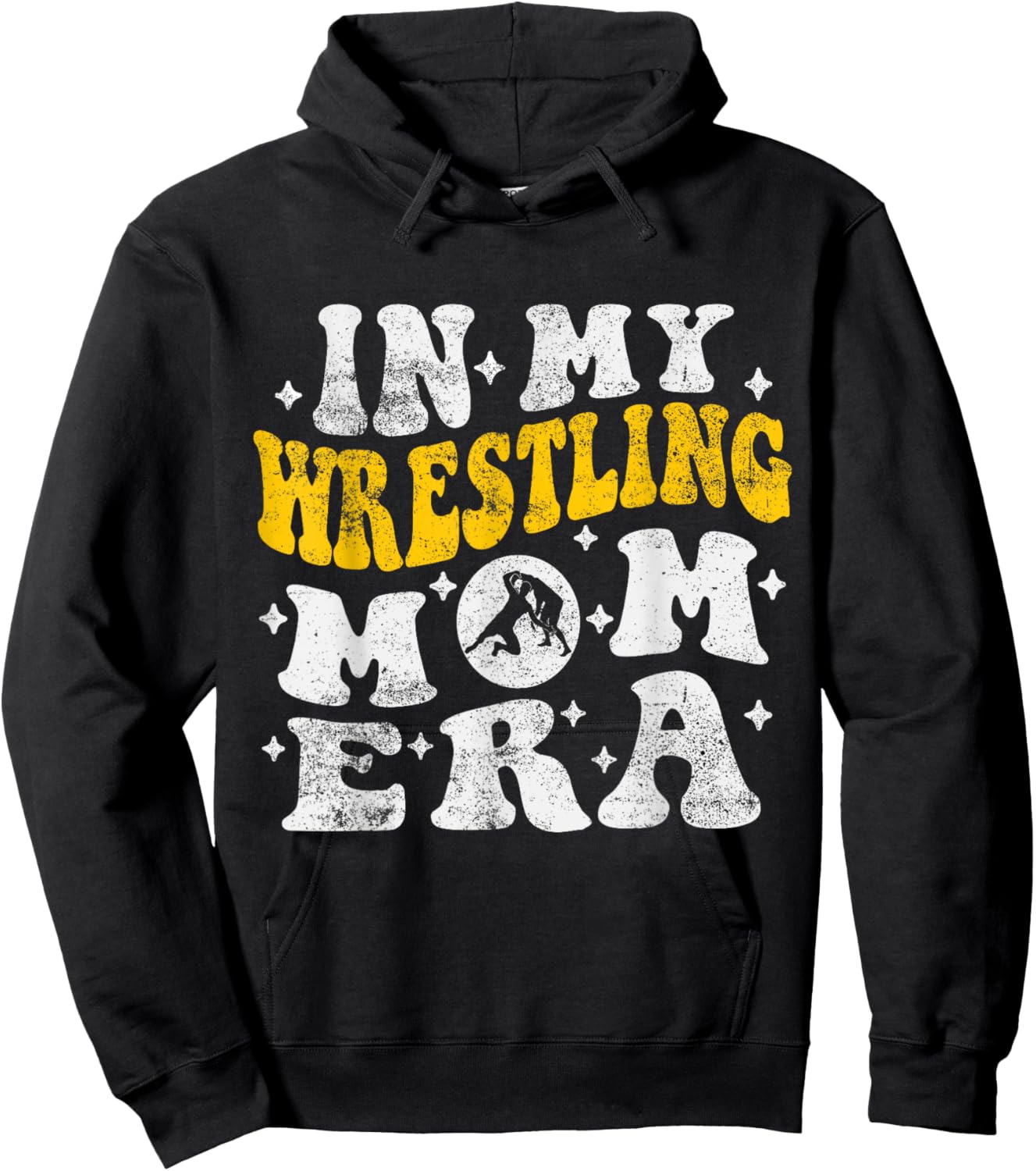In My Wrestling Mom Era Funny Wrestler Wrestling Groovy Hoodie - Hoodie | Black