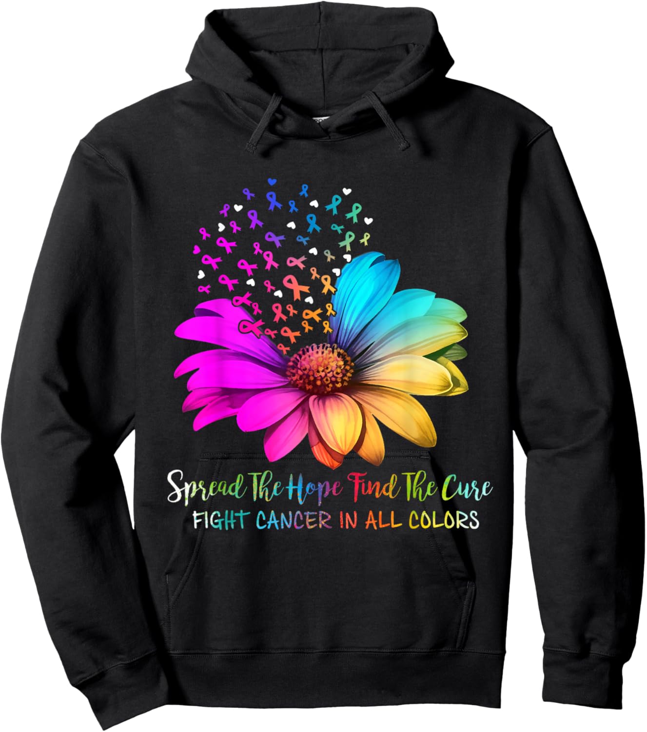 Fight Cancer In All Color Spread The Hope Find a Cure Pink Hoodie - Hoodie | Black