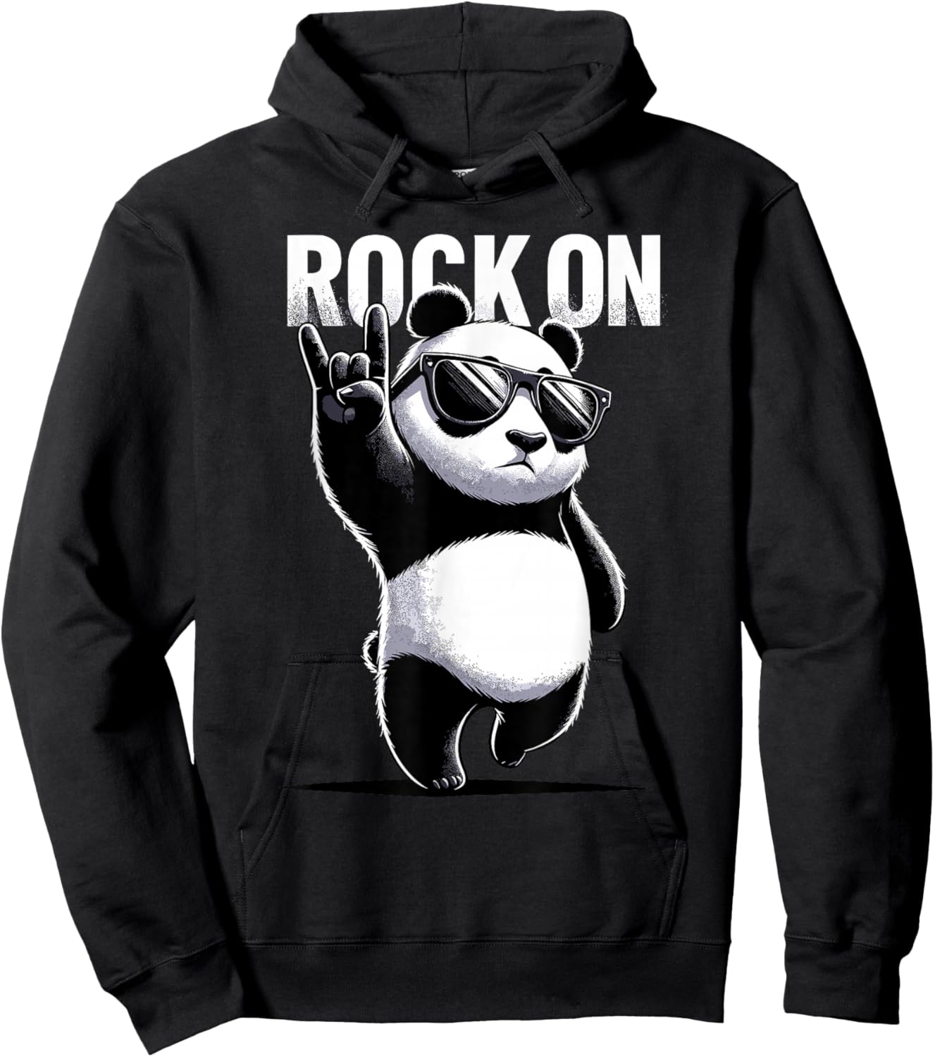 Retro Panda Rock Music Gift Men Kids Women Funny Panda Hoodie - Hoodie | Black