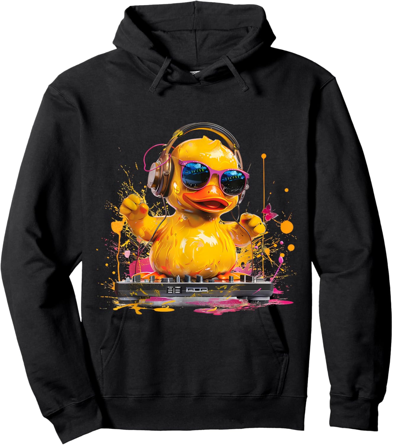 Rubber Duck Turntable DJ Music DJ Rubber Duckie Watercolor Hoodie - Hoodie | Black