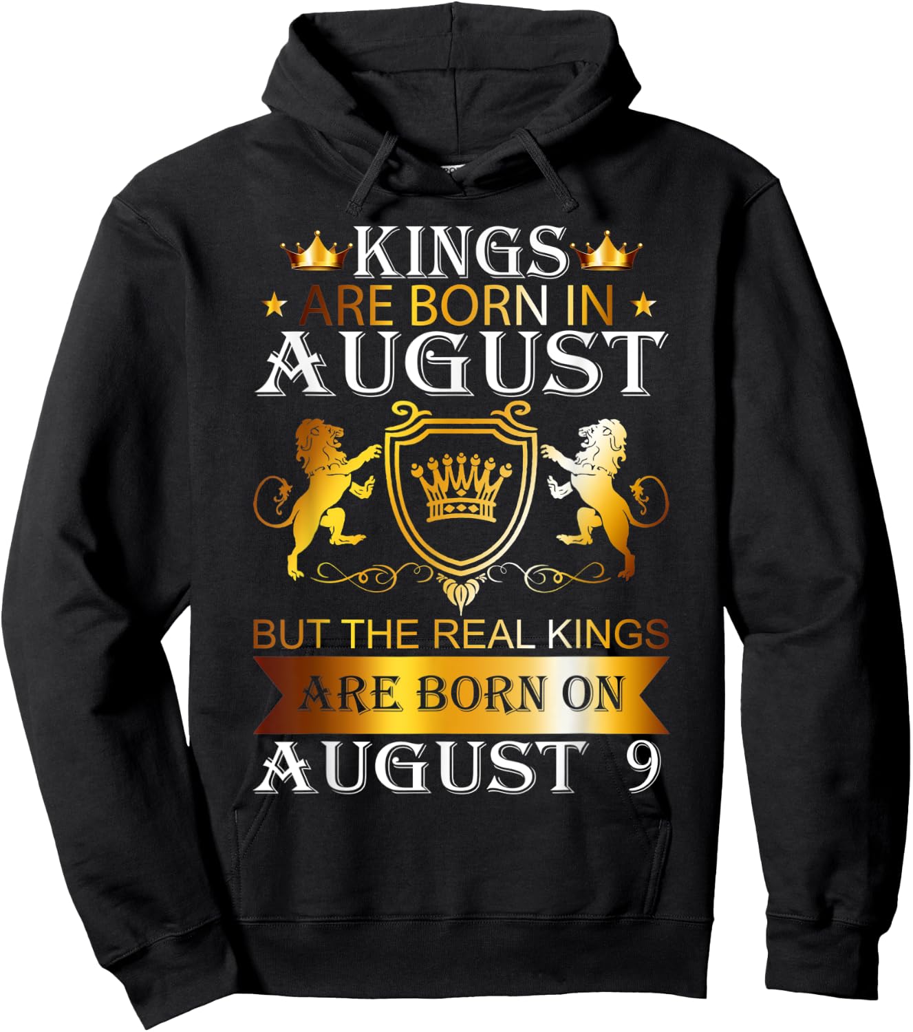 Kings Are Born On August 9th Birthday Bday Boys Kids Hoodie - Hoodie | Black