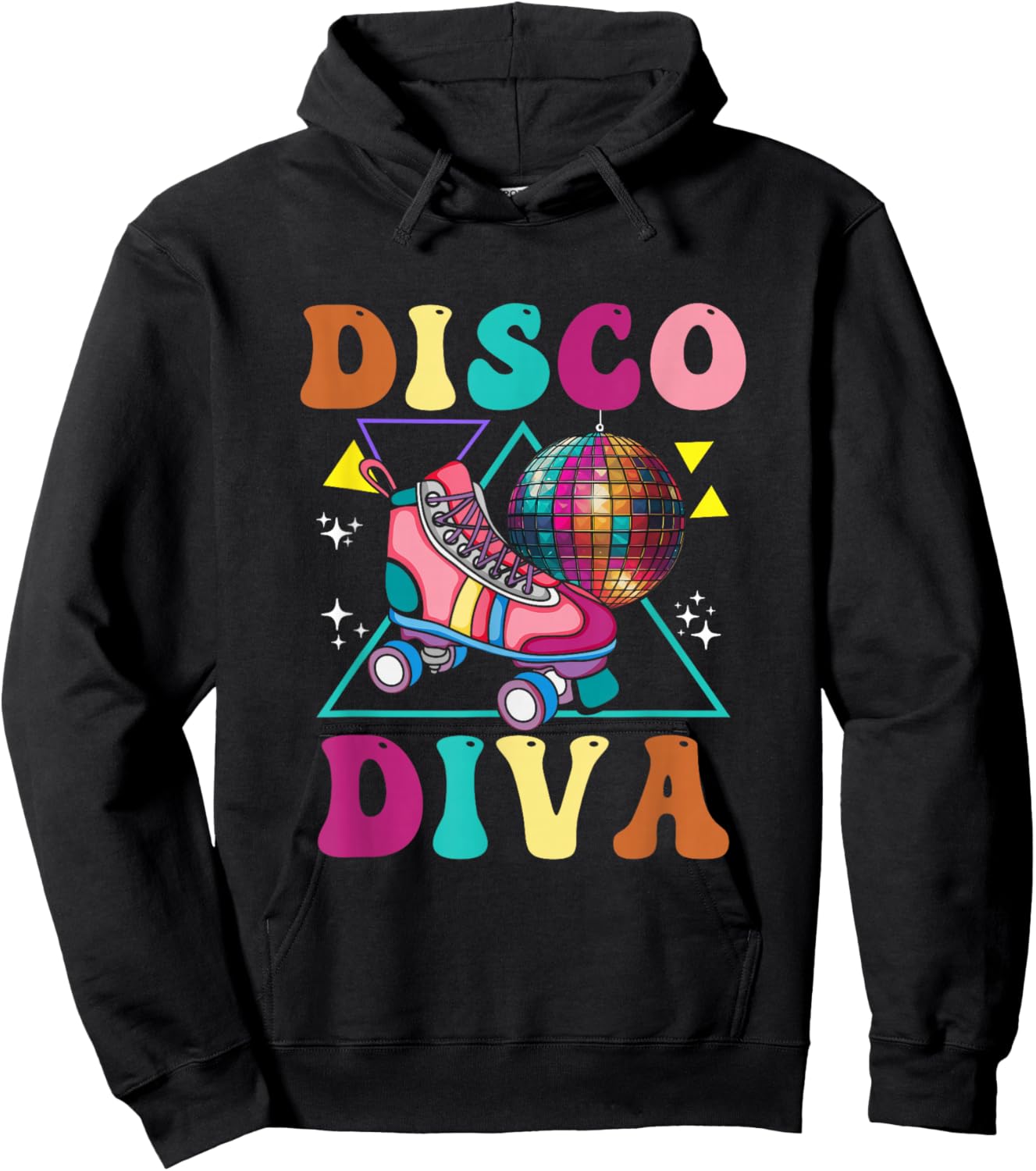Roller Skating Disco Diva Skate Girl 70s Skater Groovy Hoodie - Hoodie | Black