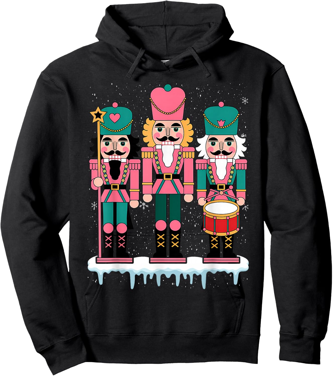 Pink Nutcracker Squad Xmas Pink Christmas Pajamas Women Kids Hoodie - Hoodie | Black