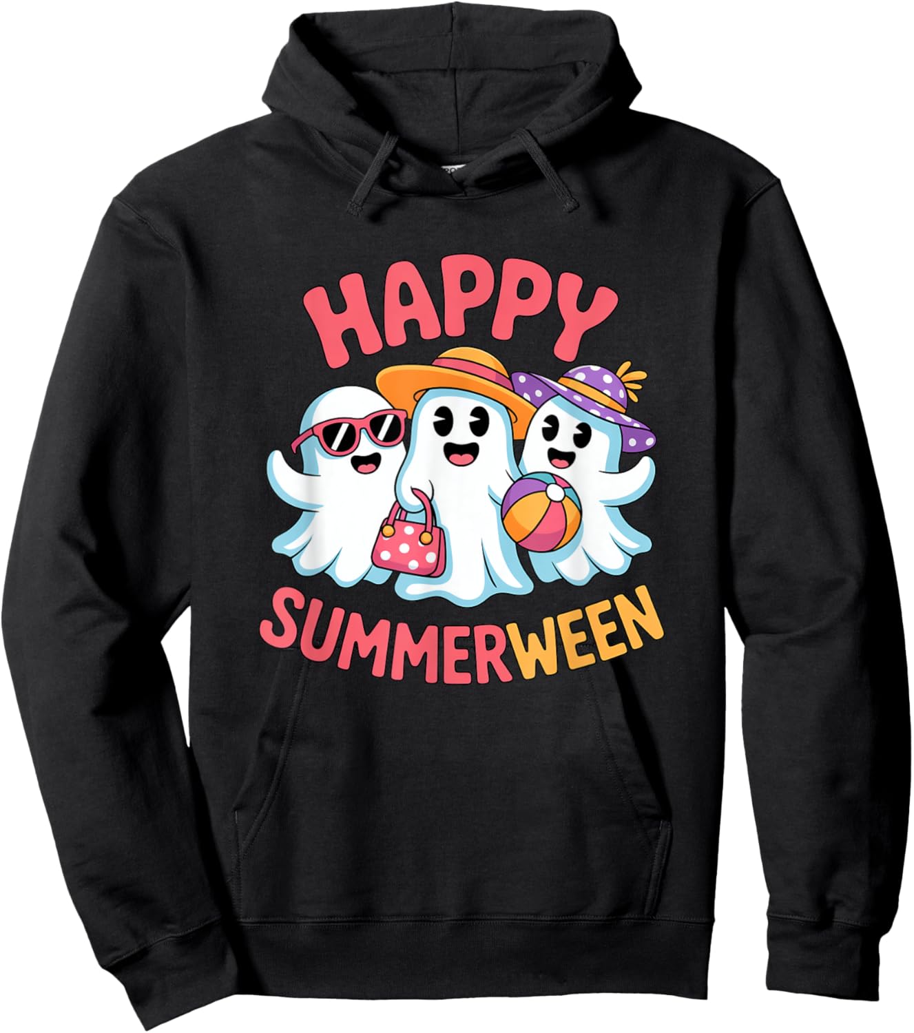Happy Summerween Beach Skeleton Halloween Summer Scary Fun Hoodie - Hoodie | Black