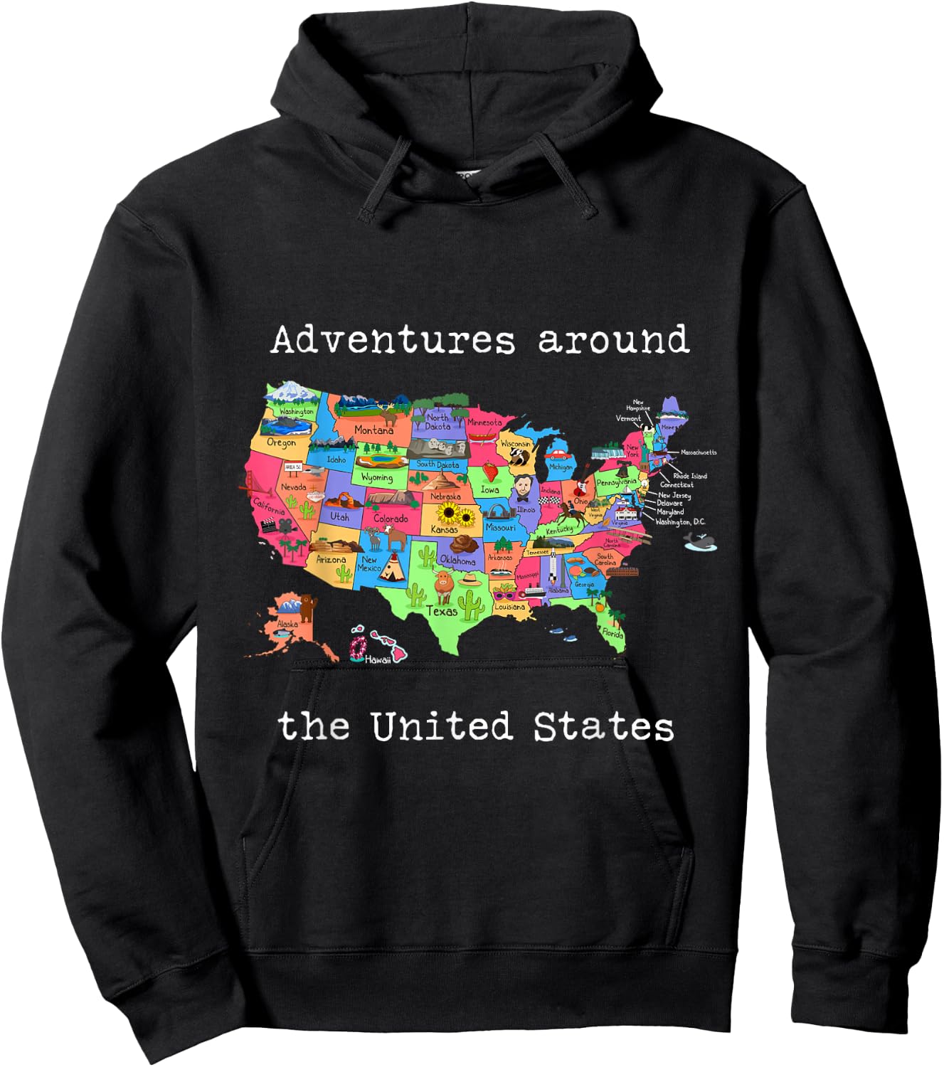 United States Design - Travel America USA Map Hoodie - Hoodie | Black