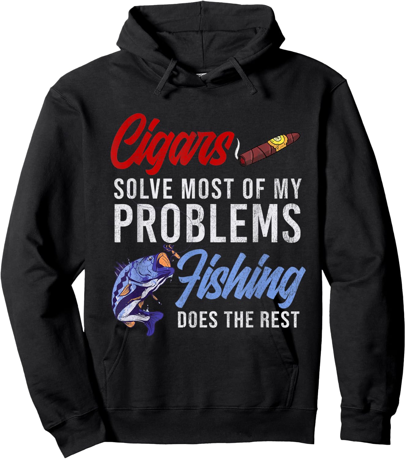 Cigar Smoking & Fishing Gift Cuban Cigars Smoker Hunting Hoodie - Hoodie | Black