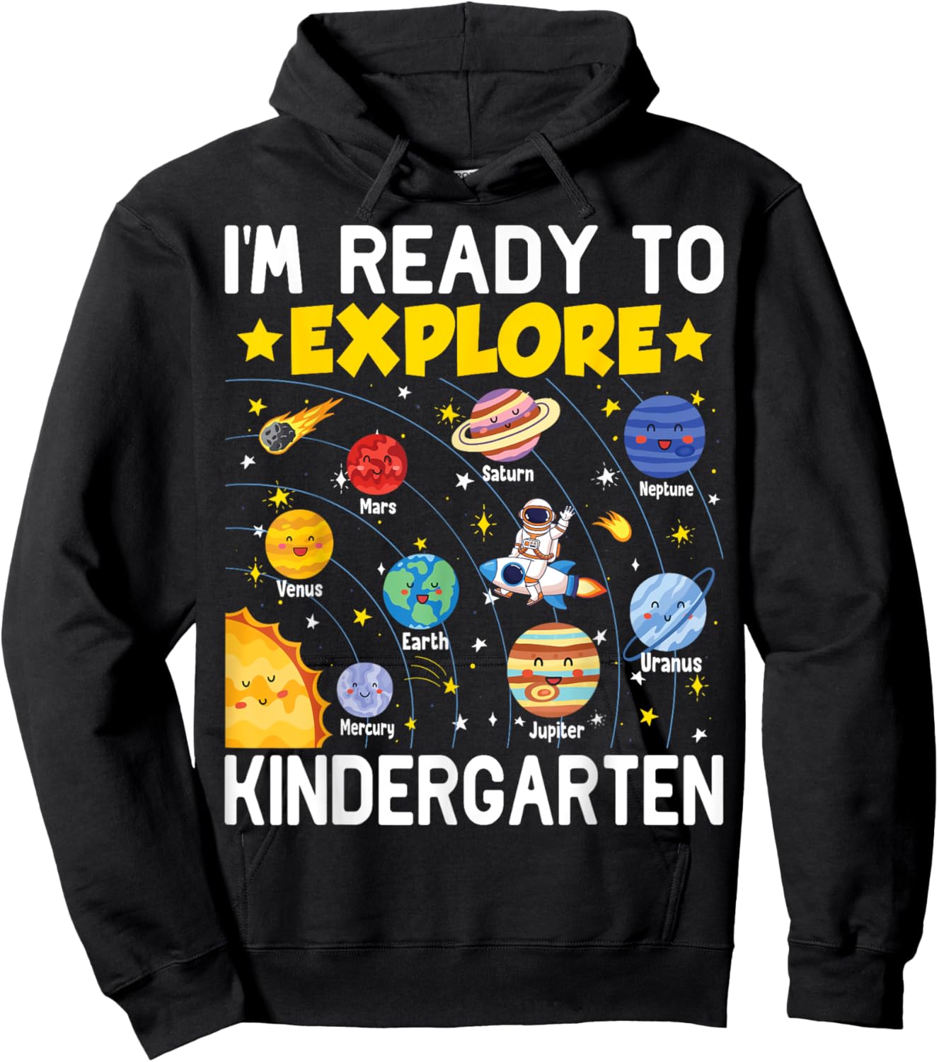 I'm Ready To Explore Kindergarten Space Lover Back To School Hoodie - Hoodie | Black