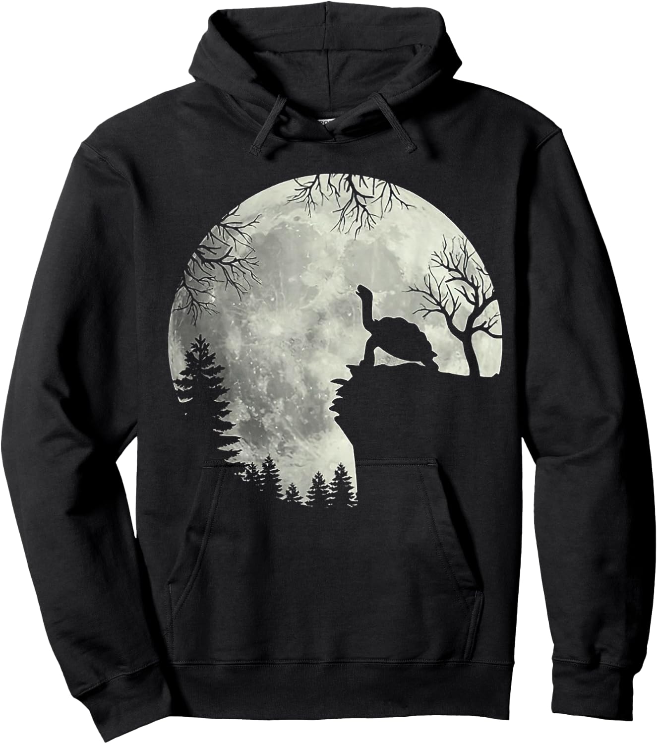 Turtle With Moon Hoodie - Hoodie | Black