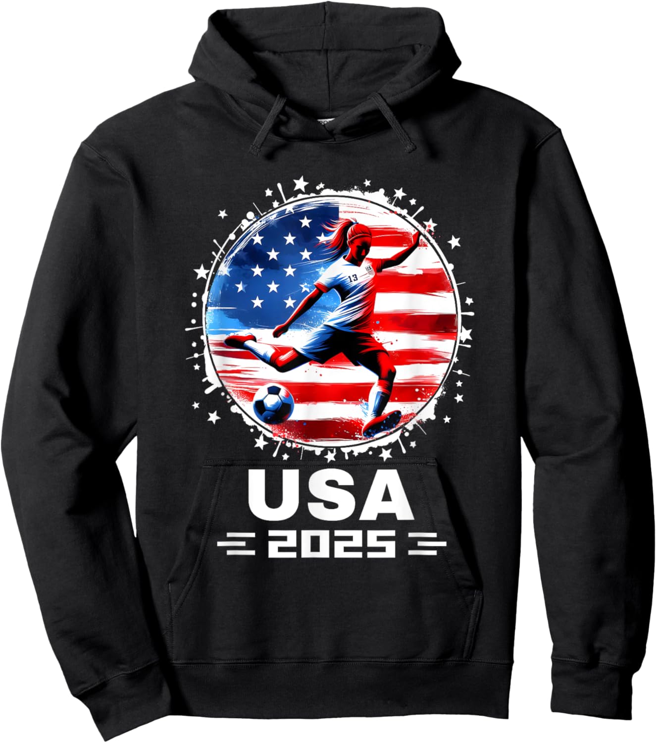 American Flag Soccer Team Women's Soccer Girls Soccer 2025 Hoodie - Hoodie | Black
