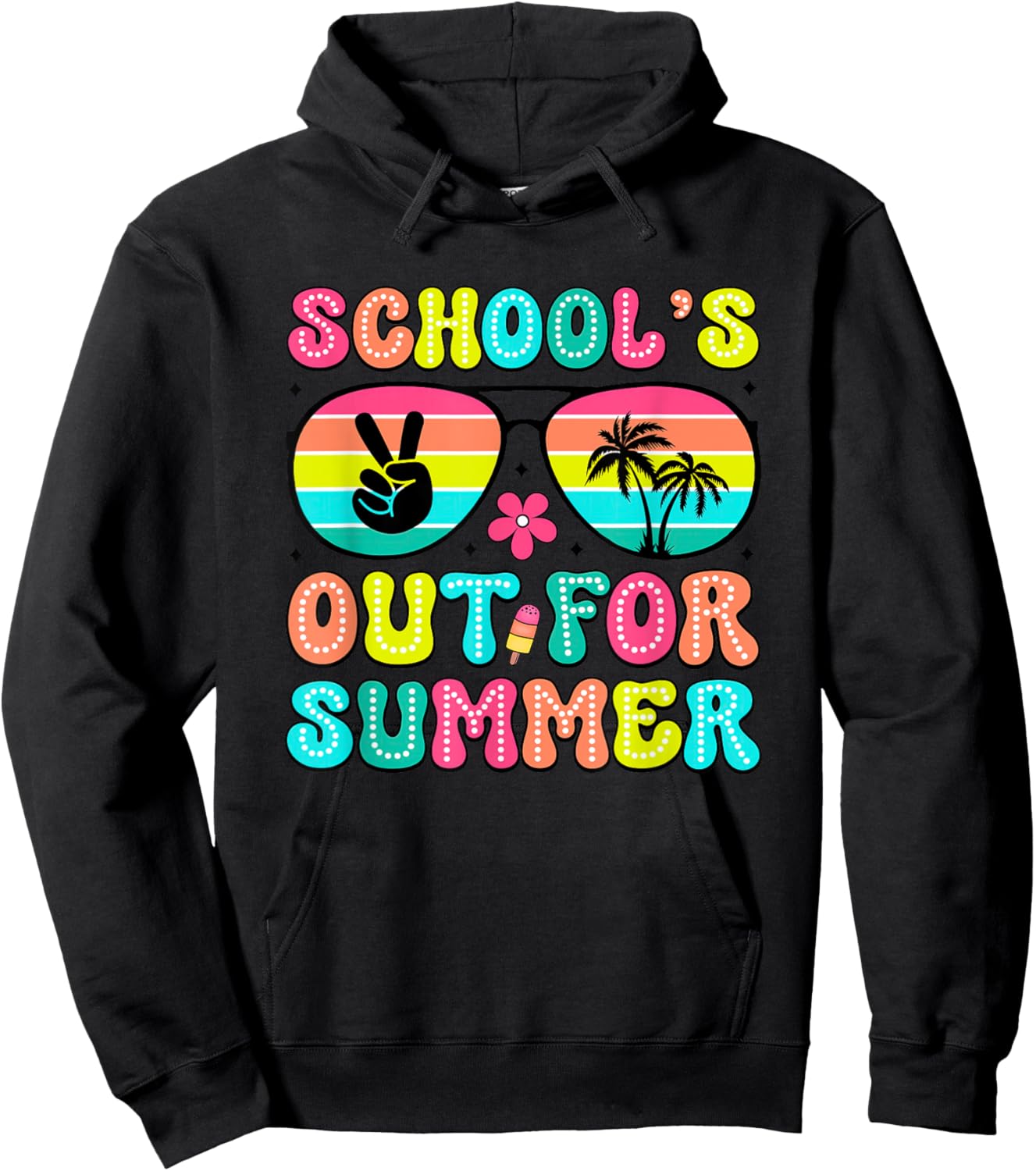 School's Out For Summer Sunglasses Palm Trees Hoodie - Hoodie | Black