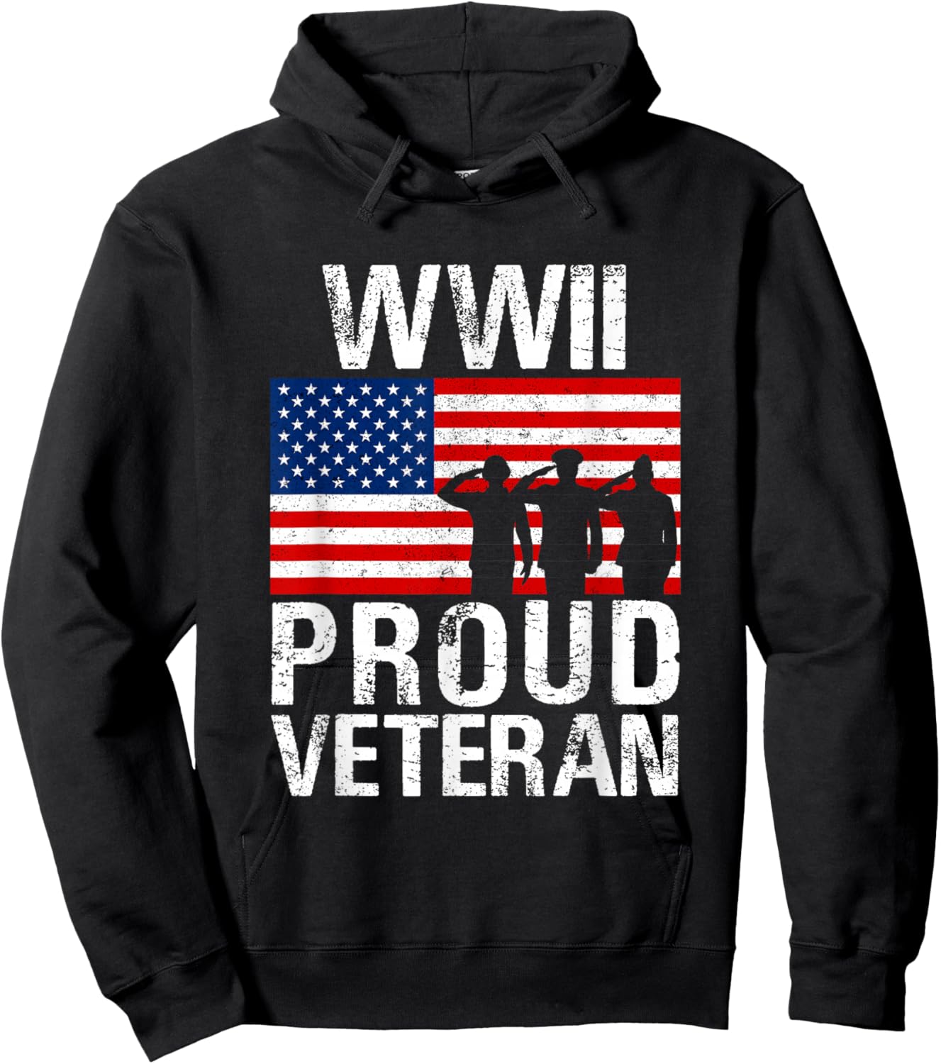 Patriotic USA Veteran Apparel & Gifts Outlet Proud WWII Veteran - Men's Classic Fit Black Short Sleeve - Small Hoodie - Hoodie | Black