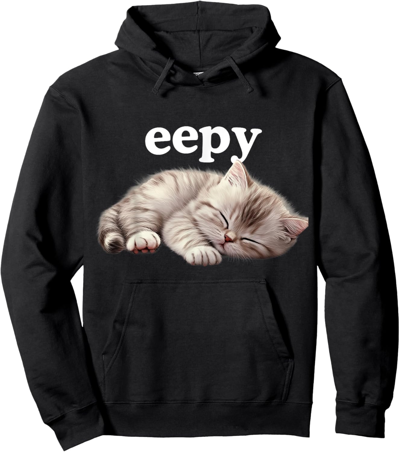 Eepy Cat, Silly Sleepy Cat Meme Cute fluffy cat lovers kitty Women Girls Kids Hoodie - Hoodie | Black