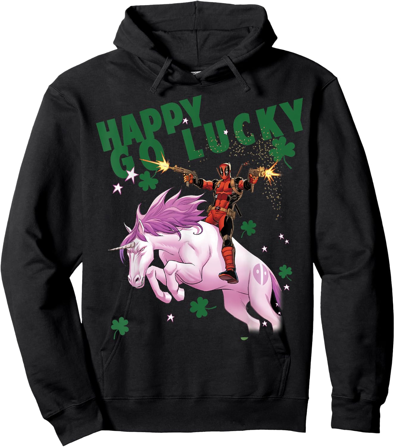 Marvel Deadpool Happy Go Lucky Magical Unicorn Hoodie - Hoodie | Black