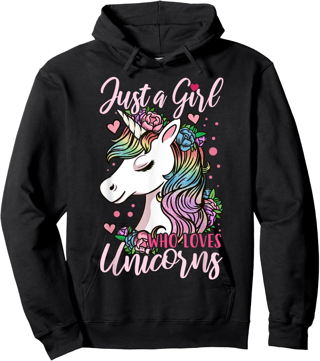 Unicorn Just a Girl Who Loves Unicorns Gift Hoodie - Hoodie | Black