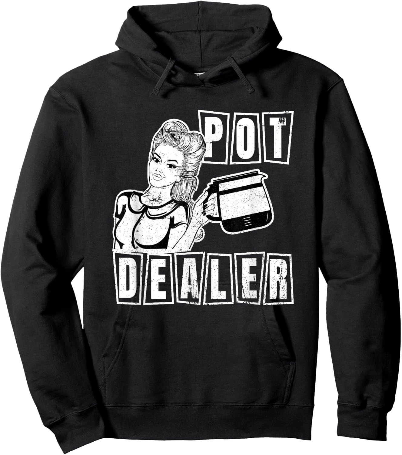 Funny Diner Waitress Retro Server Coffee Pot Dealer Hoodie - Hoodie | Black