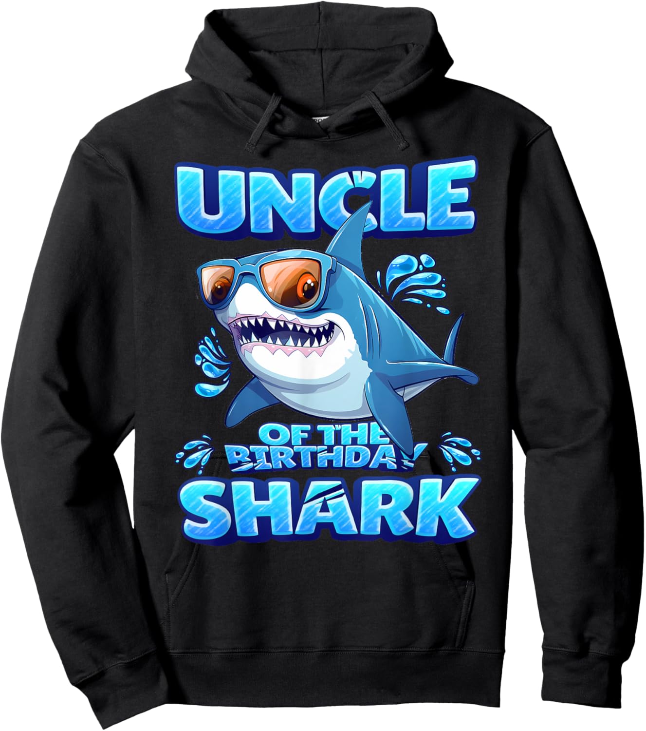 Uncle of The Shark Birthday Boys & Girls Matching Family Hoodie - Hoodie | Black