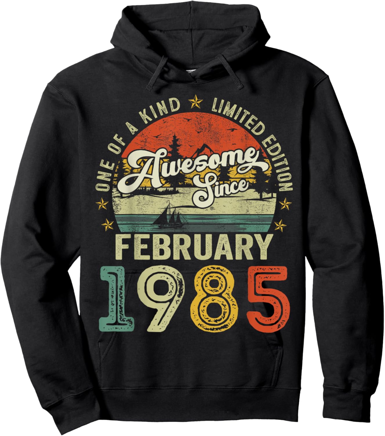 Awesome Since February 1985 Vintage Retro 40th Birthday Men Hoodie - Hoodie | Black