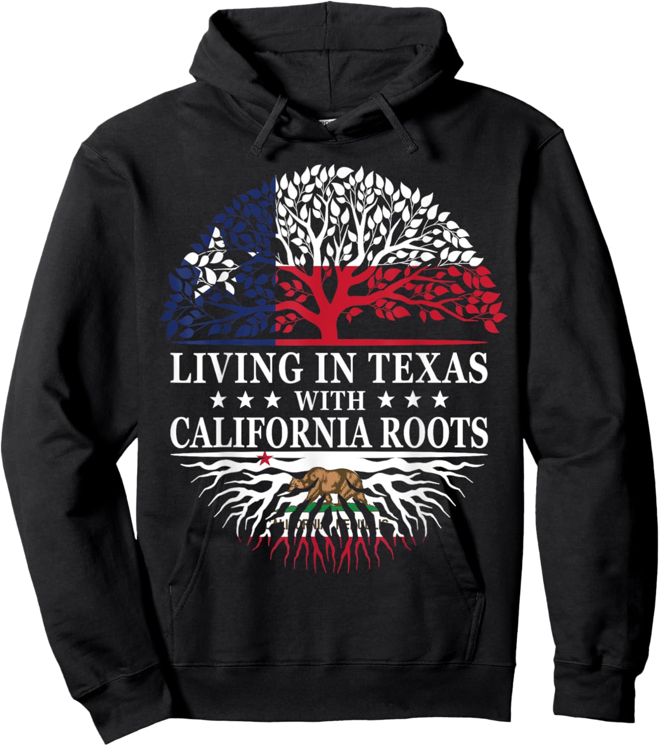 Living in Texas With California Roots Hoodie - Hoodie | Black