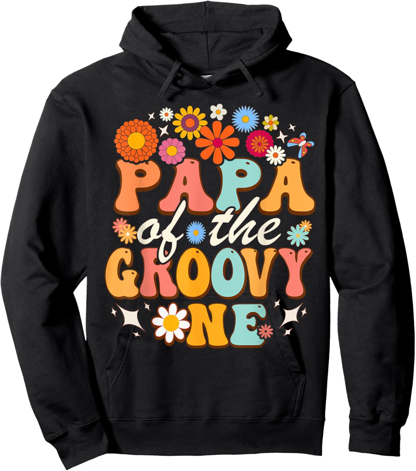 Papa of Groovy One Matching Family First Birthday Party Hoodie - Hoodie | Black