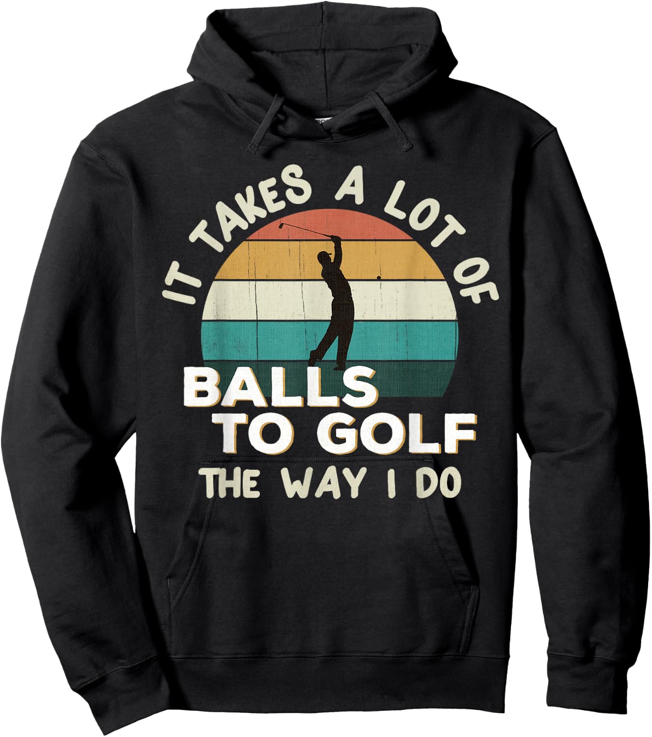 Retro Golfer Joke: Fun Vintage Sunset Playing Golf Pun / Gag Hoodie - Hoodie | Black