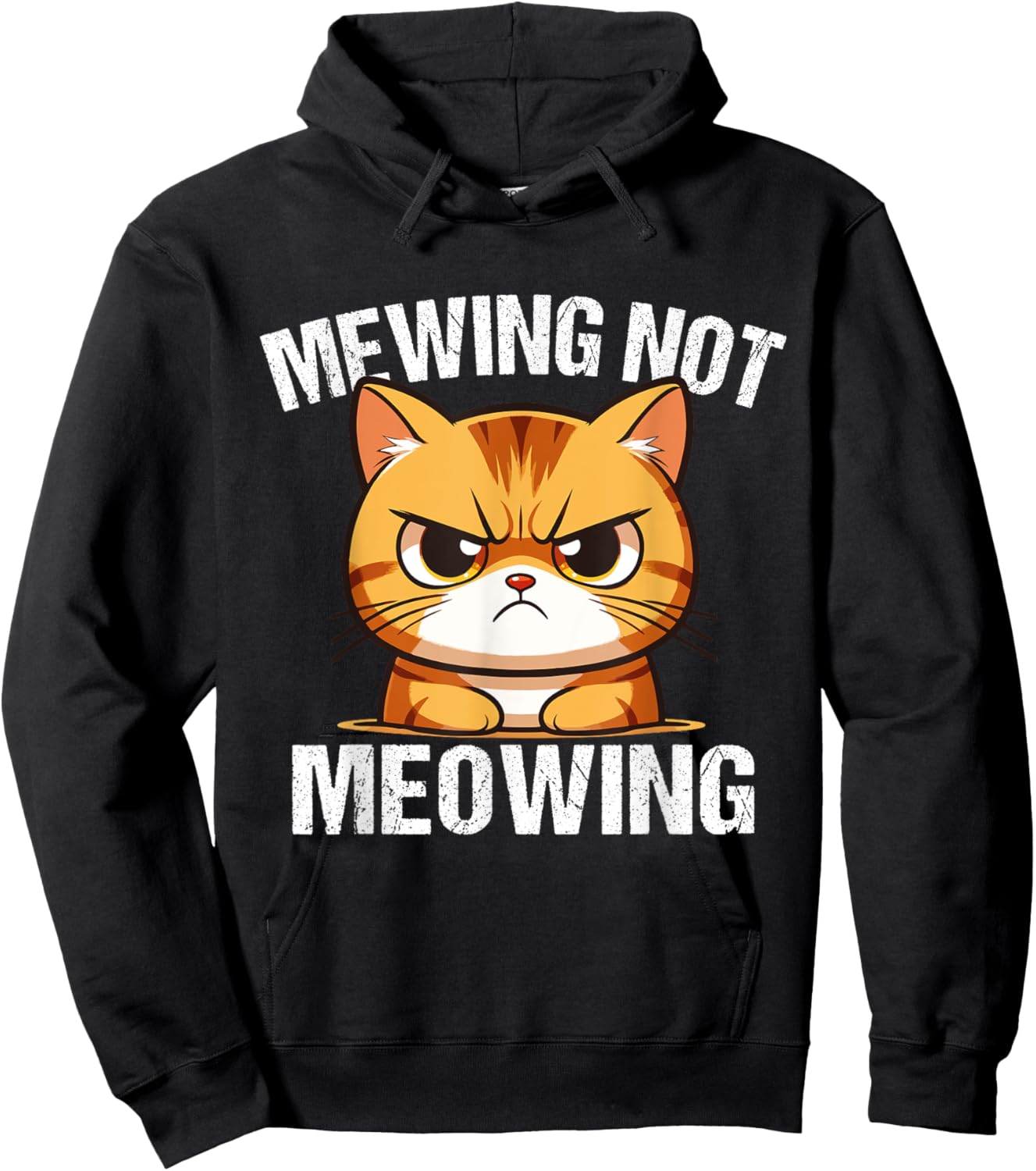 Funny Meme Goofy Cat Mewing Not Meowing Cool Goofy Cat Men Women Hoodie - Hoodie | Black
