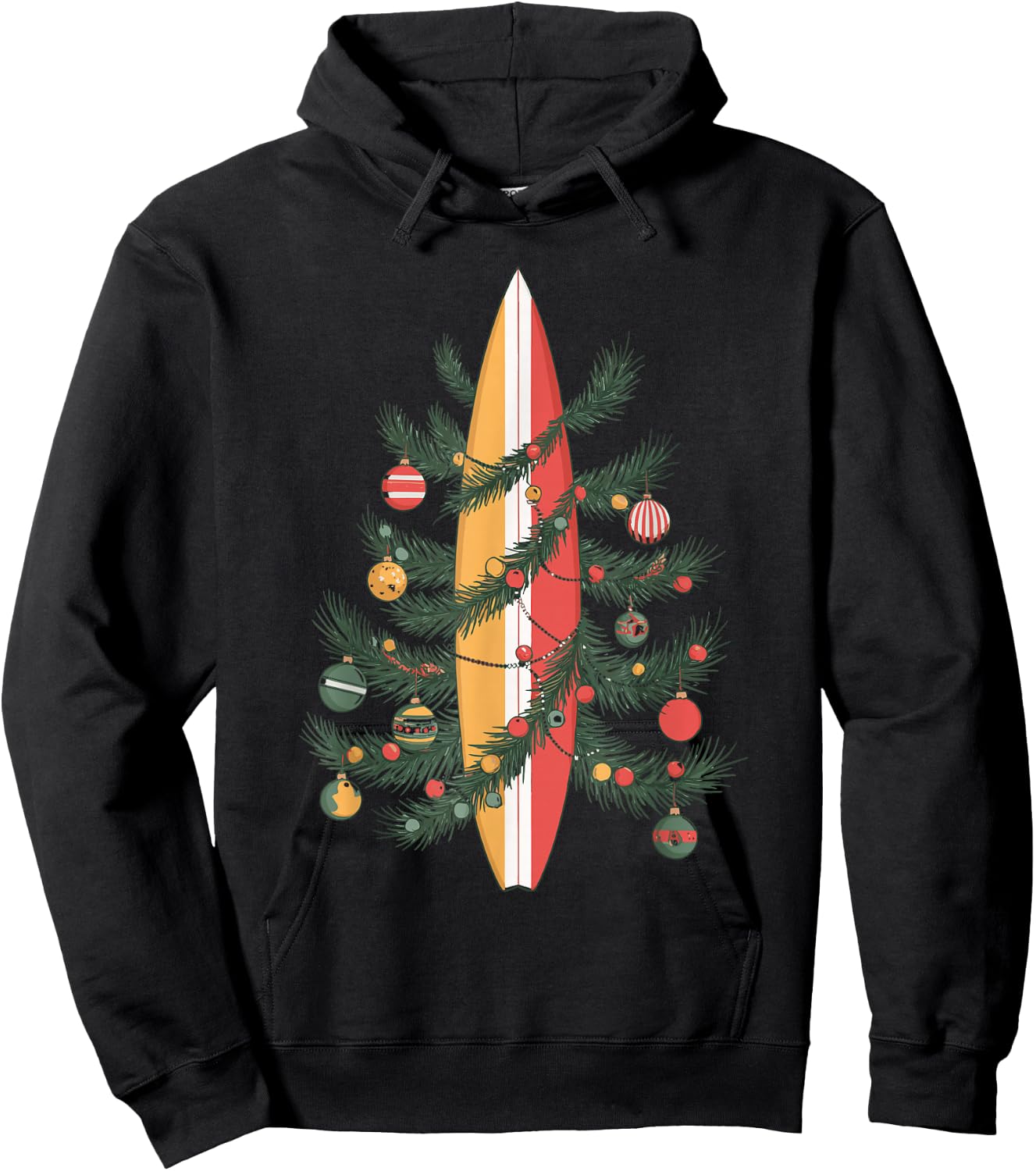 Christmas Tree Surfboard Hoodie - Hoodie | Black