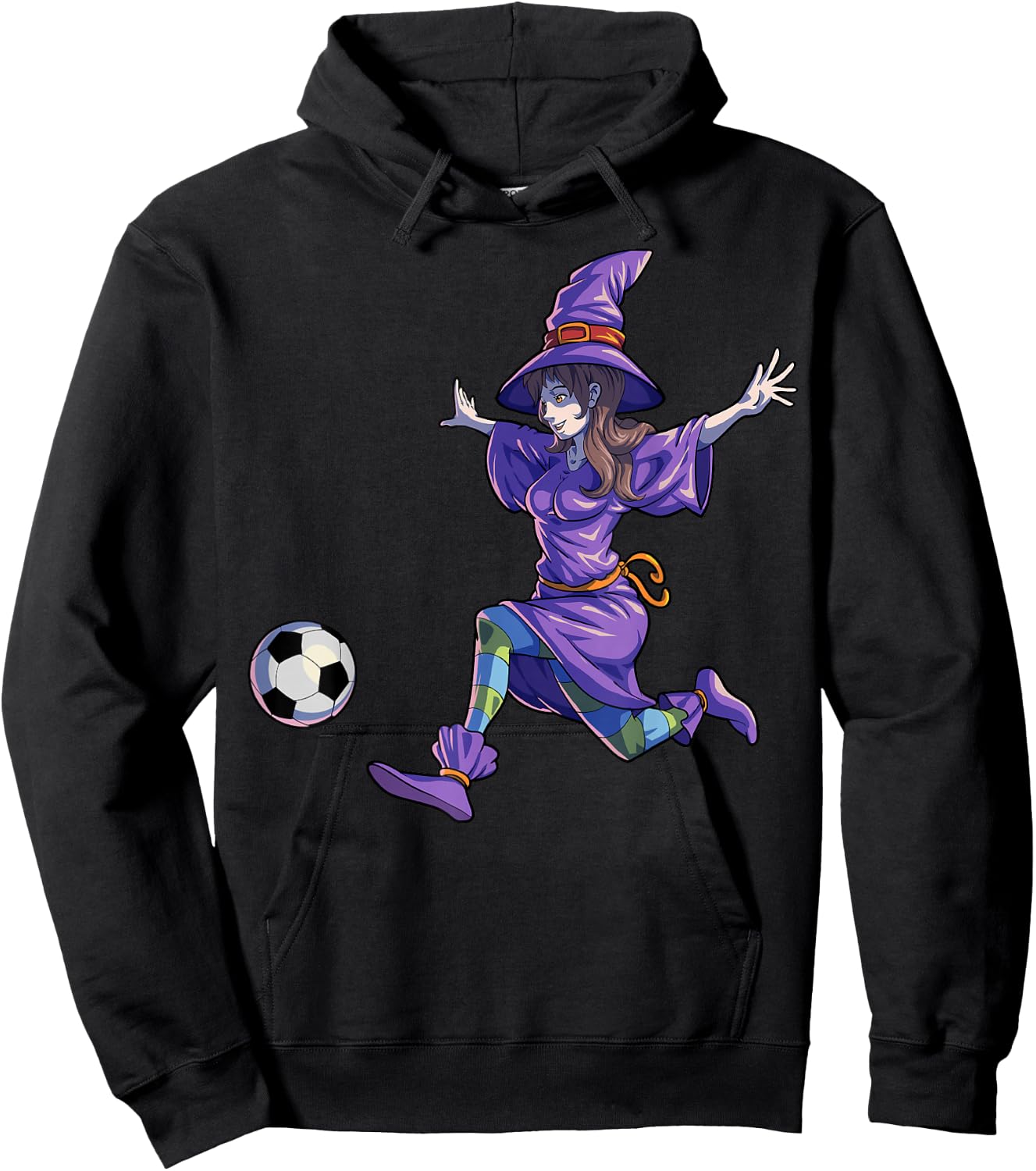 Soccer Witch Halloween Women Girls Soccer Halloween Hoodie - Hoodie | Black