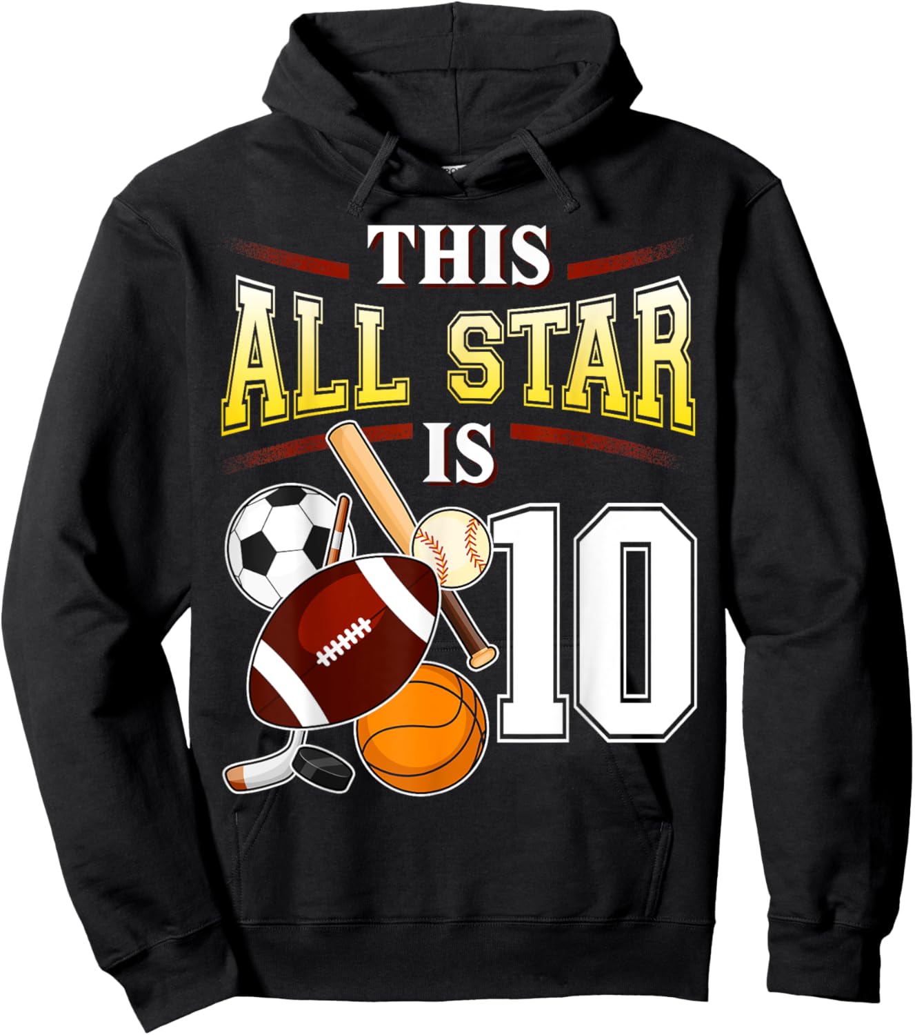 This All Star is 10 Years Old Gift Kids 10th Birthday Hoodie - Hoodie | Black