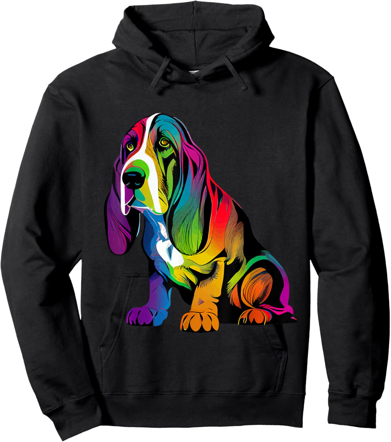 Basset Hound Colorful Pop Art Splash Art Tie Dye Hoodie - Hoodie | Black