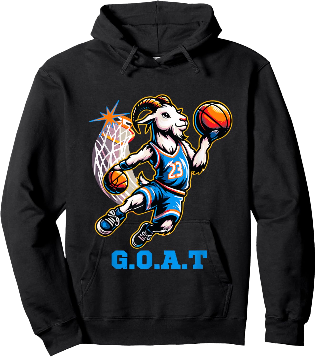 G.O.A.T Goat Basketball Player Playing Basketball Funny Hoodie - Hoodie | Black