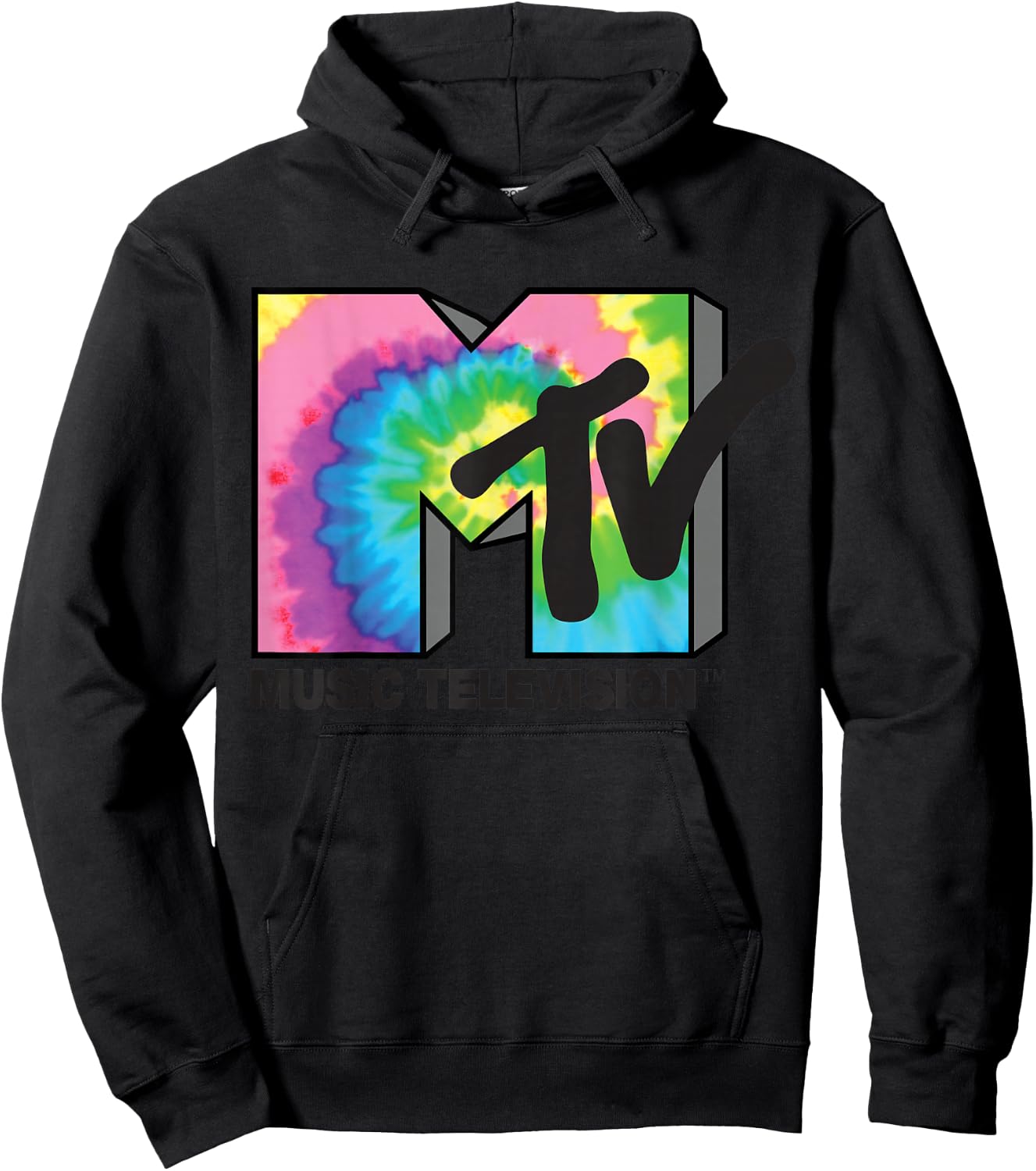MTV Logo Rainbow Tie-dye Hoodie - Hoodie | Black