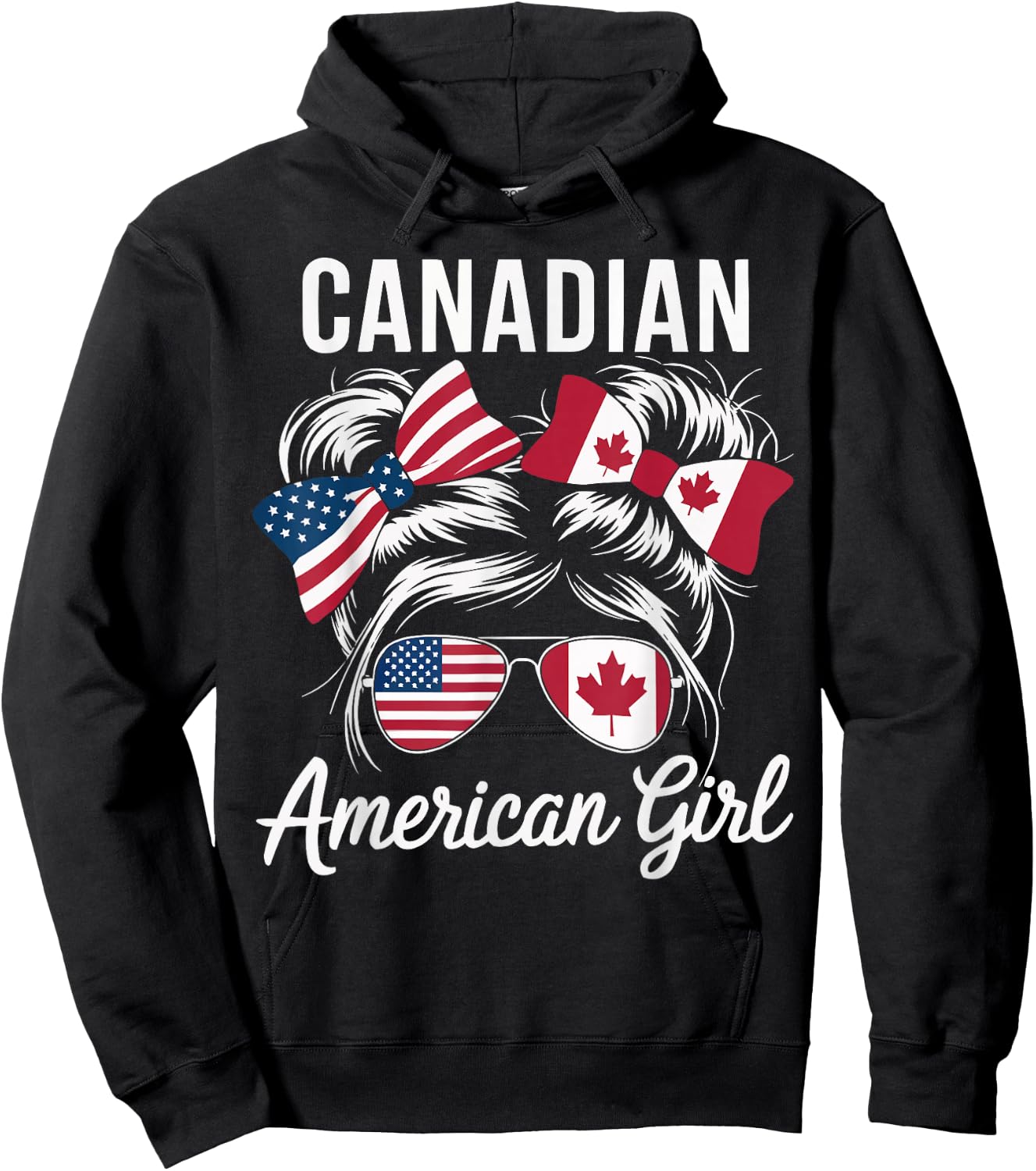 Half American Half Canadian USA Flag Canada America Hoodie - Hoodie | Black