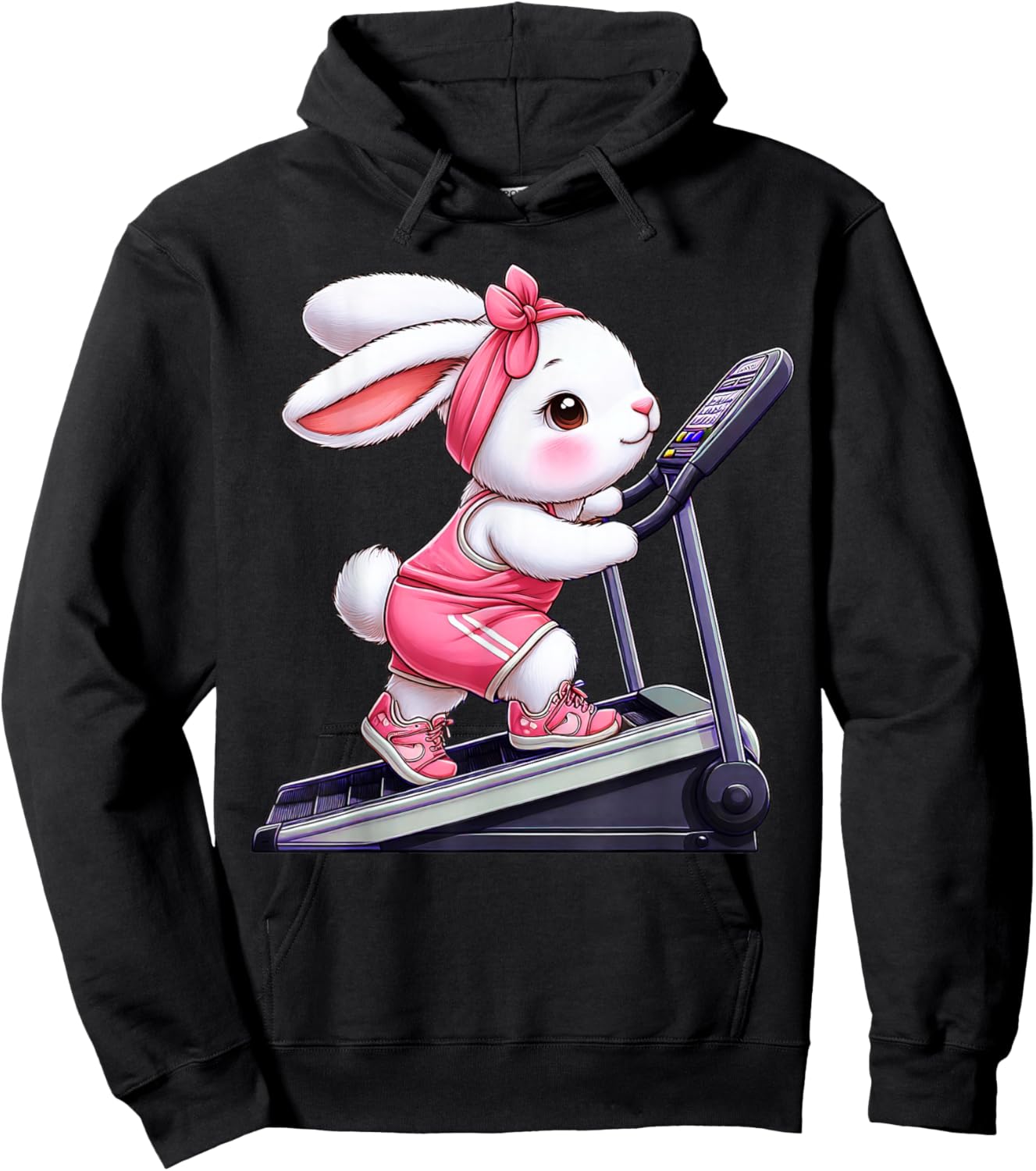 Easter Bunny on Stair Climber Gym Fitness Workout Training Hoodie - Hoodie | Black