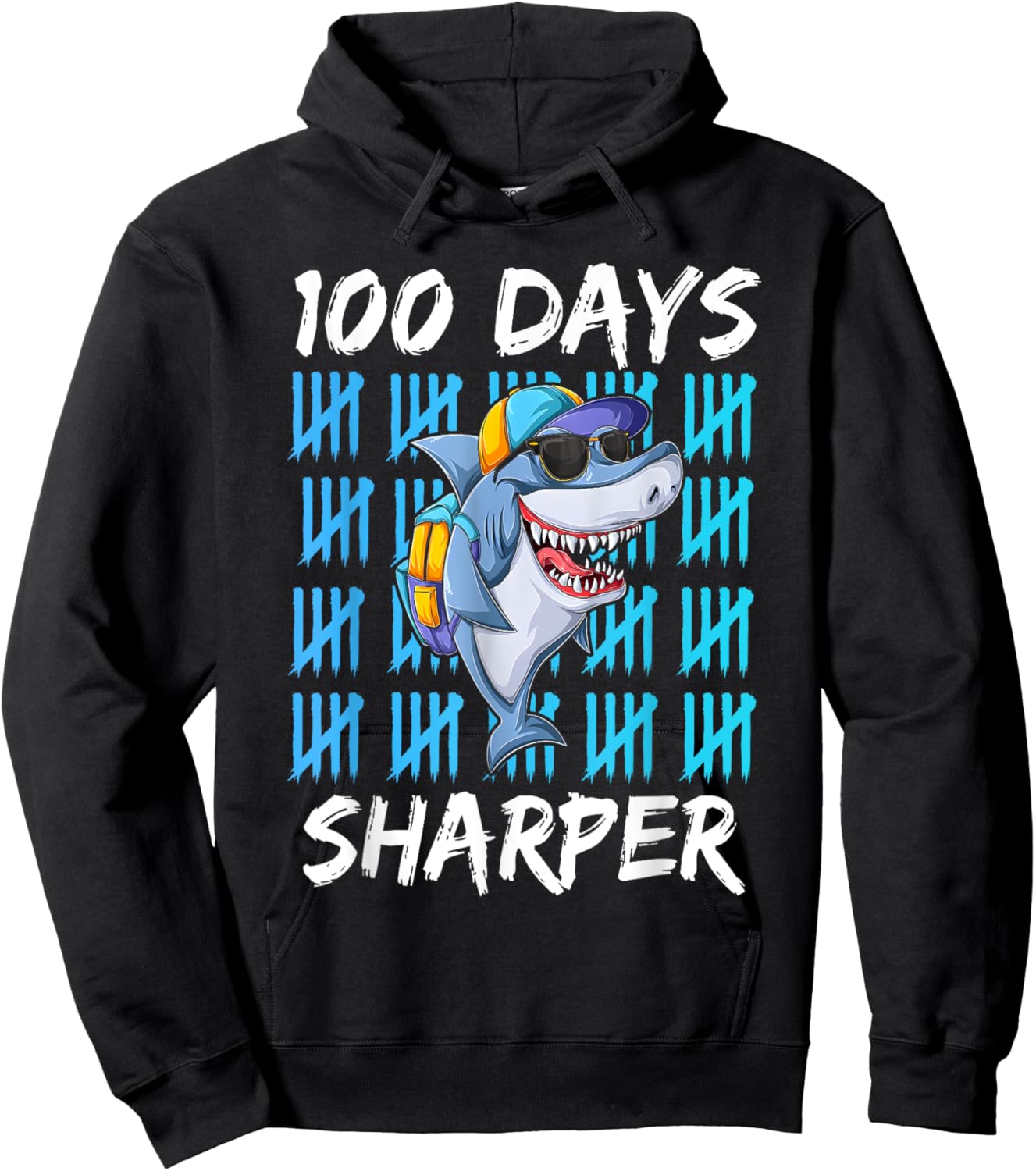 100 Days Sharper Shirt Funny 100 Days Of School Shark Lovers Hoodie - Hoodie | Black