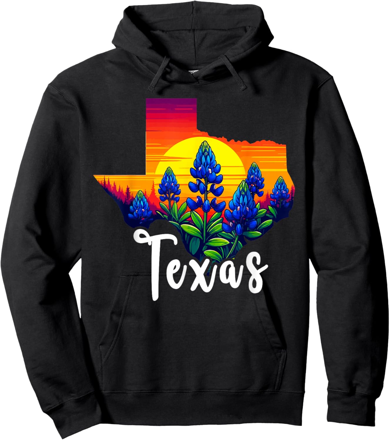Texas Bluebonnet Sunset Lover Texas Wildflower Bluebonnets Hoodie - Hoodie | Black