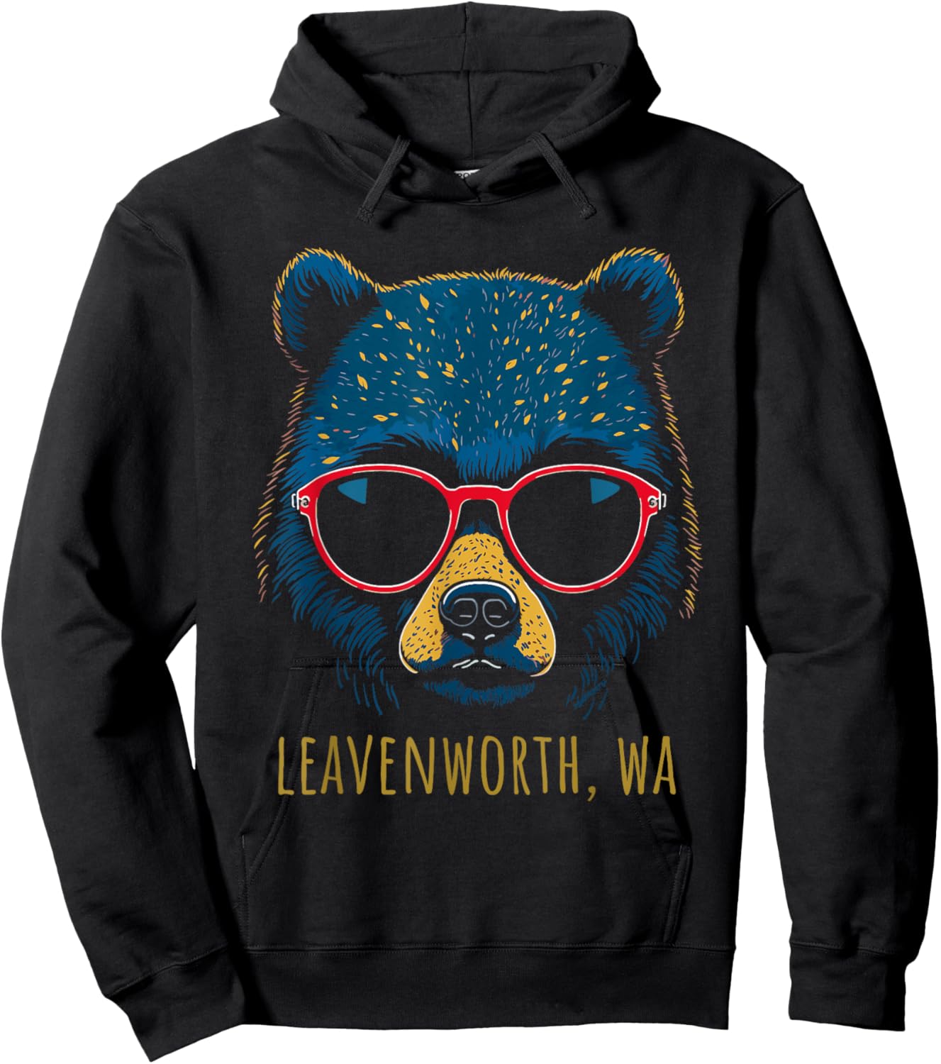 Leavenworth WA USA Bear Wearing Sunglasses Design Hoodie - Hoodie | Black