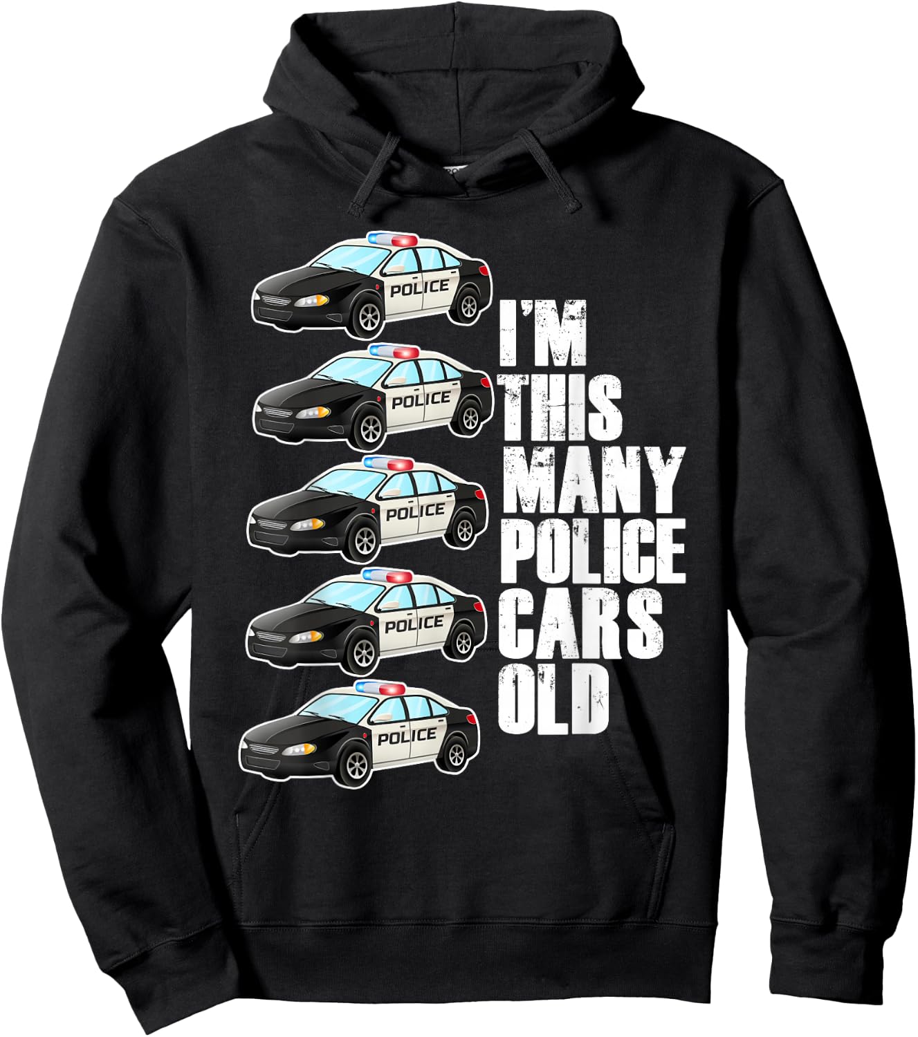 Police Car For Boys 5th Birthday 5 Year Old Party Supply Hoodie - Hoodie | Black