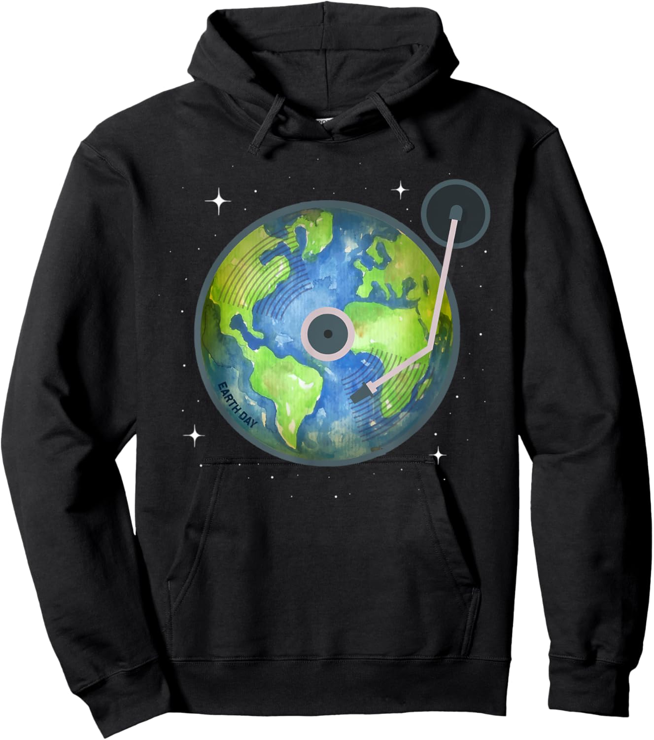 Earth Day 2023 vinyl record planet Art Save the Planet Hoodie - Hoodie | Black