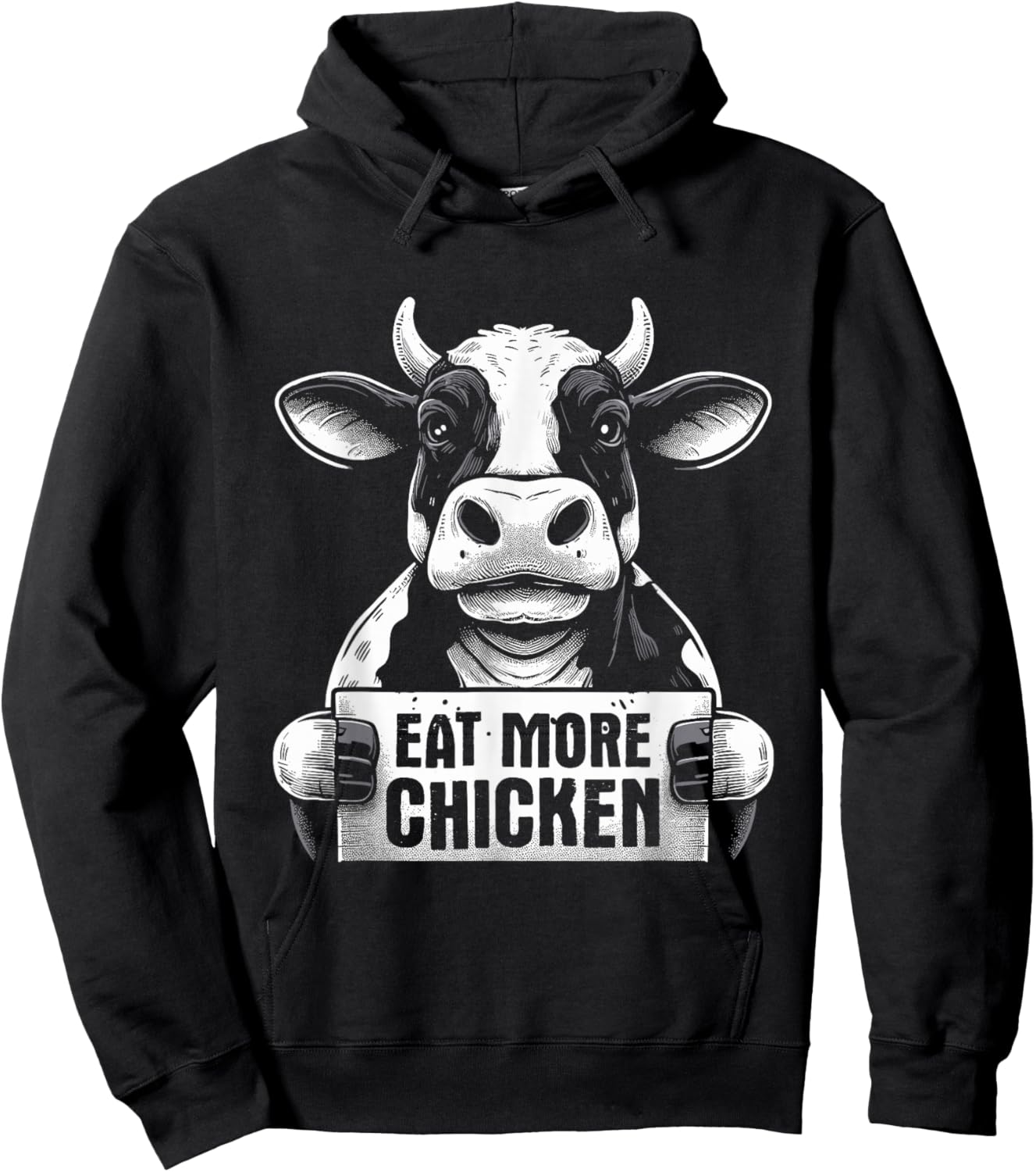 Eat More Chicken - Funny Sarcastic Cow Beef Meat BBQ Lover Hoodie - Hoodie | Black