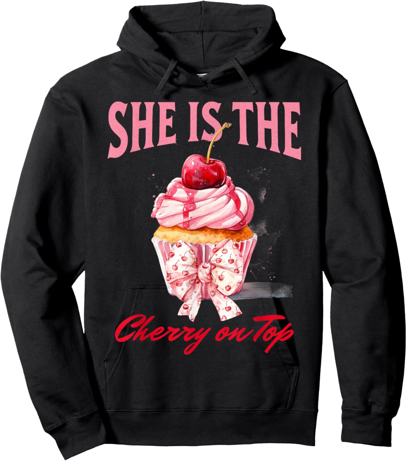 She is the Cherry on Top Pregnancy Reveal Baby Announcement Hoodie - Hoodie | Black