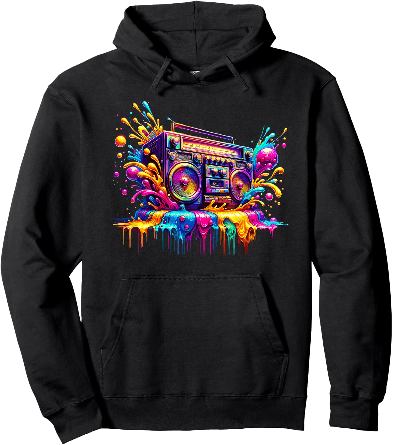 Splash Art Boombox Old School 80s Music Hip Hop Hoodie - Hoodie | Black
