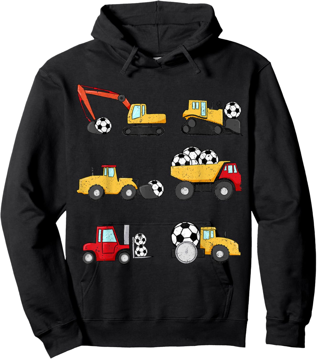 Soccer Ball Soccer Construction Trucks Toddler Boys Kids Hoodie - Hoodie | Black