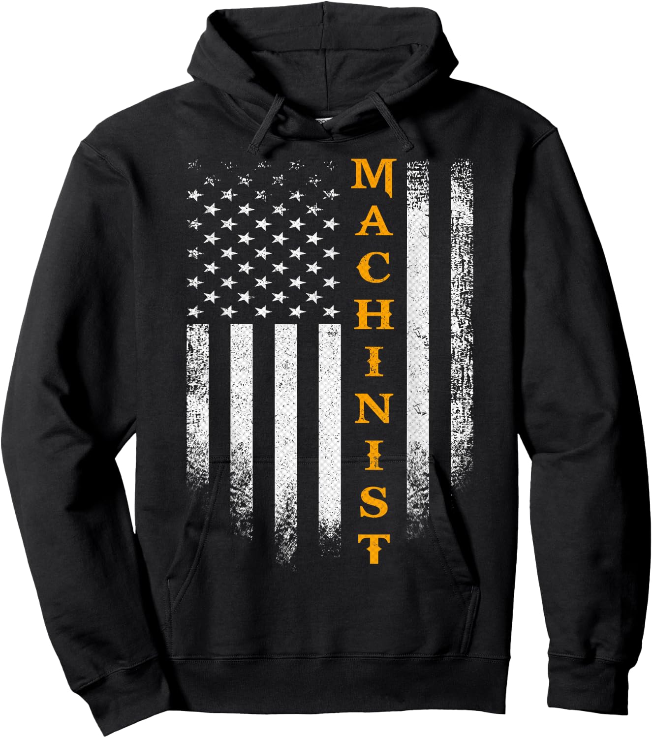 Vintage USA Machinist Engineer American Flag Machinist Funny Hoodie - Hoodie | Black