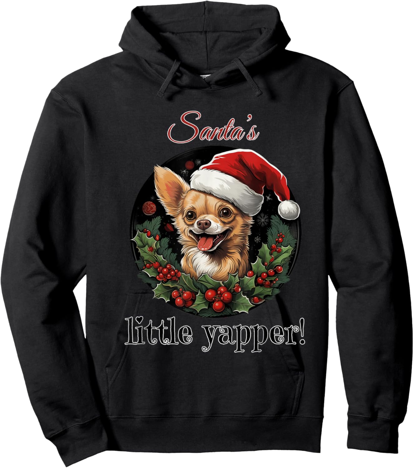 Santa's little yapper cute chihuahua dog for Christmas Hoodie - Hoodie | Black