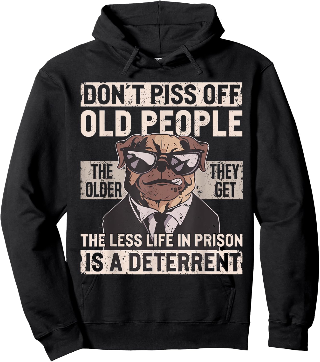 Don´t Piss Off Old People Funny Birthday Dog Graphic Women Hoodie - Hoodie | Black
