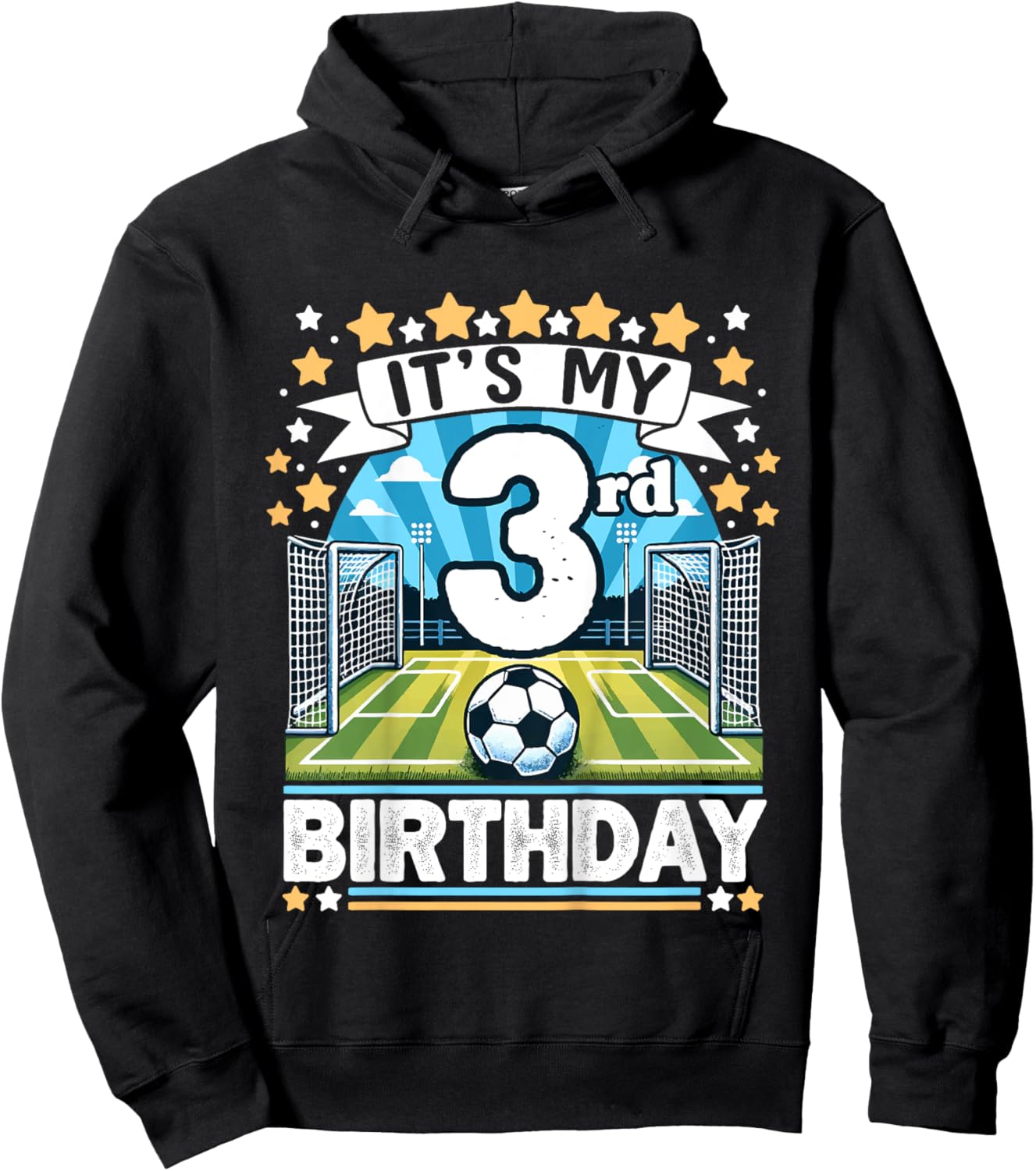 Kids It's My 3rd Birthday Soccer Football 3 Years Old Boy Player Hoodie - Hoodie | Black