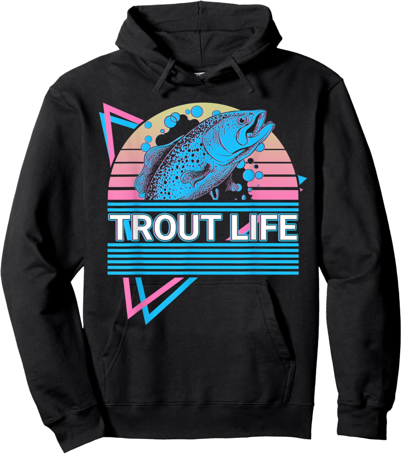 Funny Fishing Retro Trout Life Hoodie - Hoodie | Black