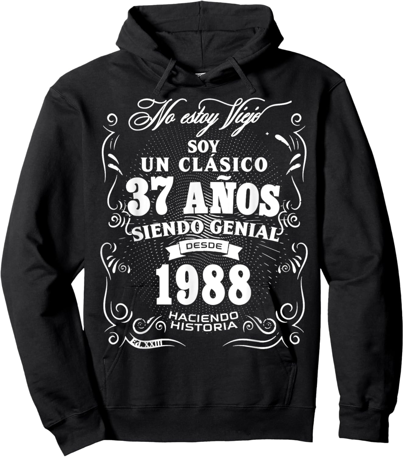 Vintage 37th Birthday Men Funny 1988 37 Birthday Spanish Hoodie - Hoodie | Black
