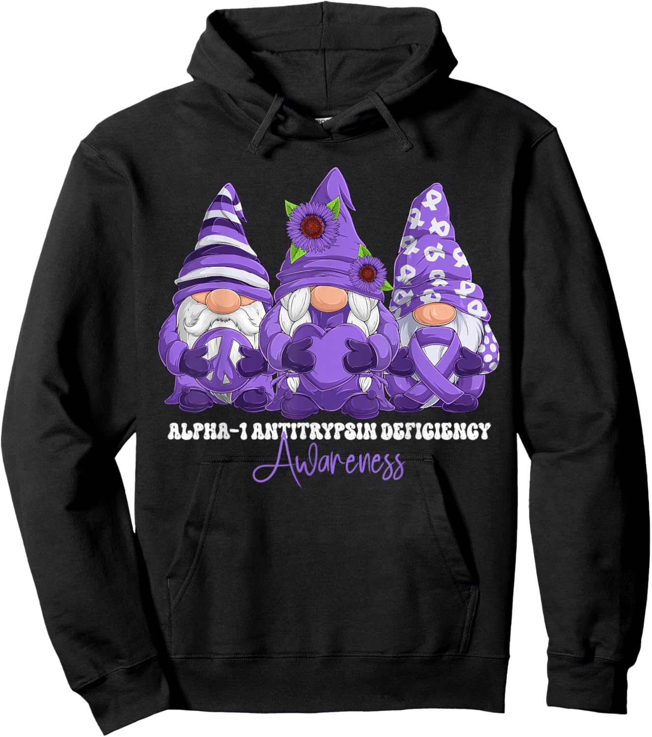 Alpha-1 Antitrypsin Deficiency Awareness Month Purple Ribbon Hoodie - Hoodie | Black